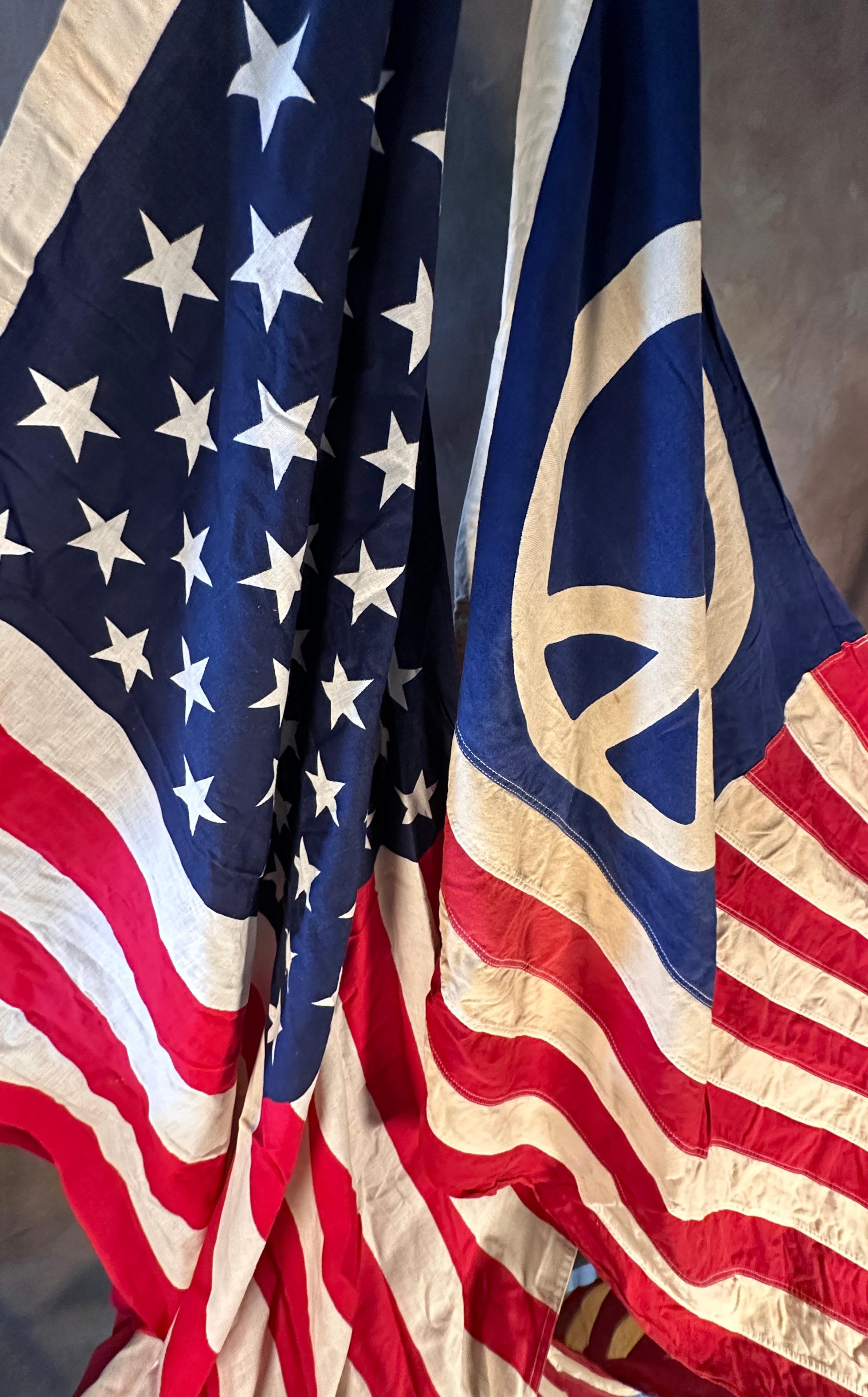 American Flag and Peace Flag