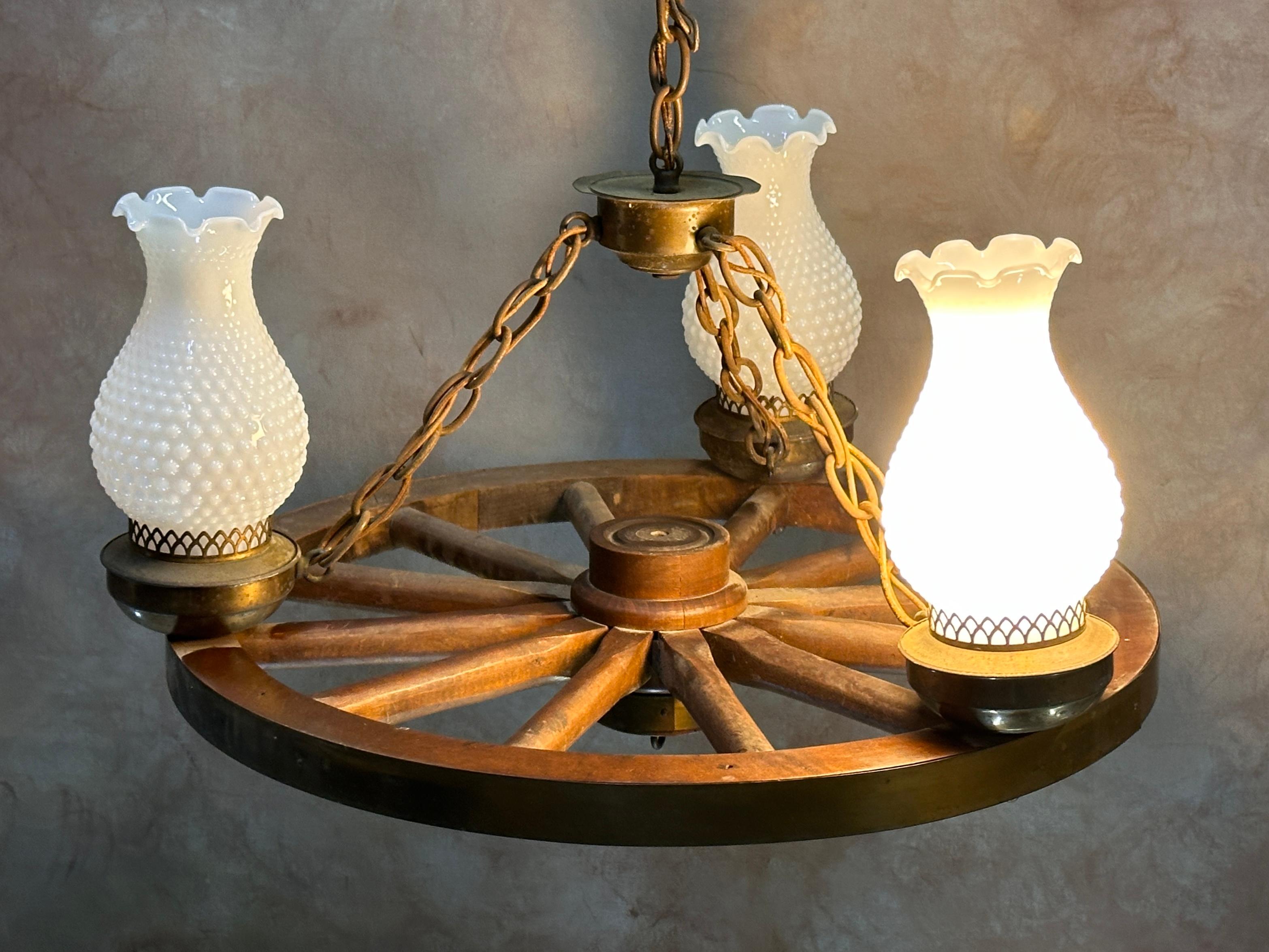 Waggon Wheel Chandelier Lamp Fixture