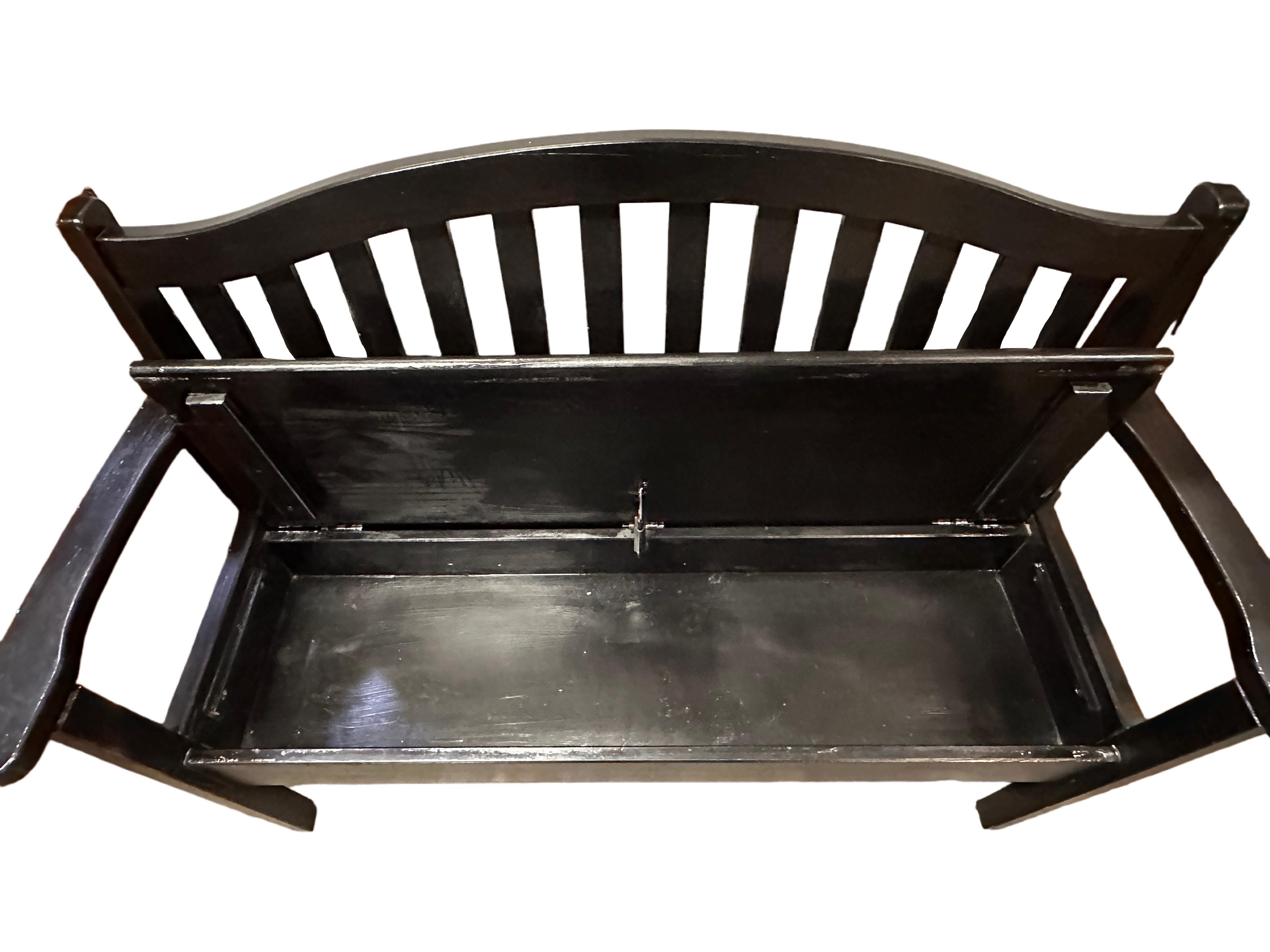 Black Wooden Storage Bench