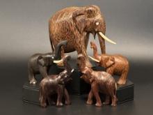 Collection of Wooden Elephant Figurines