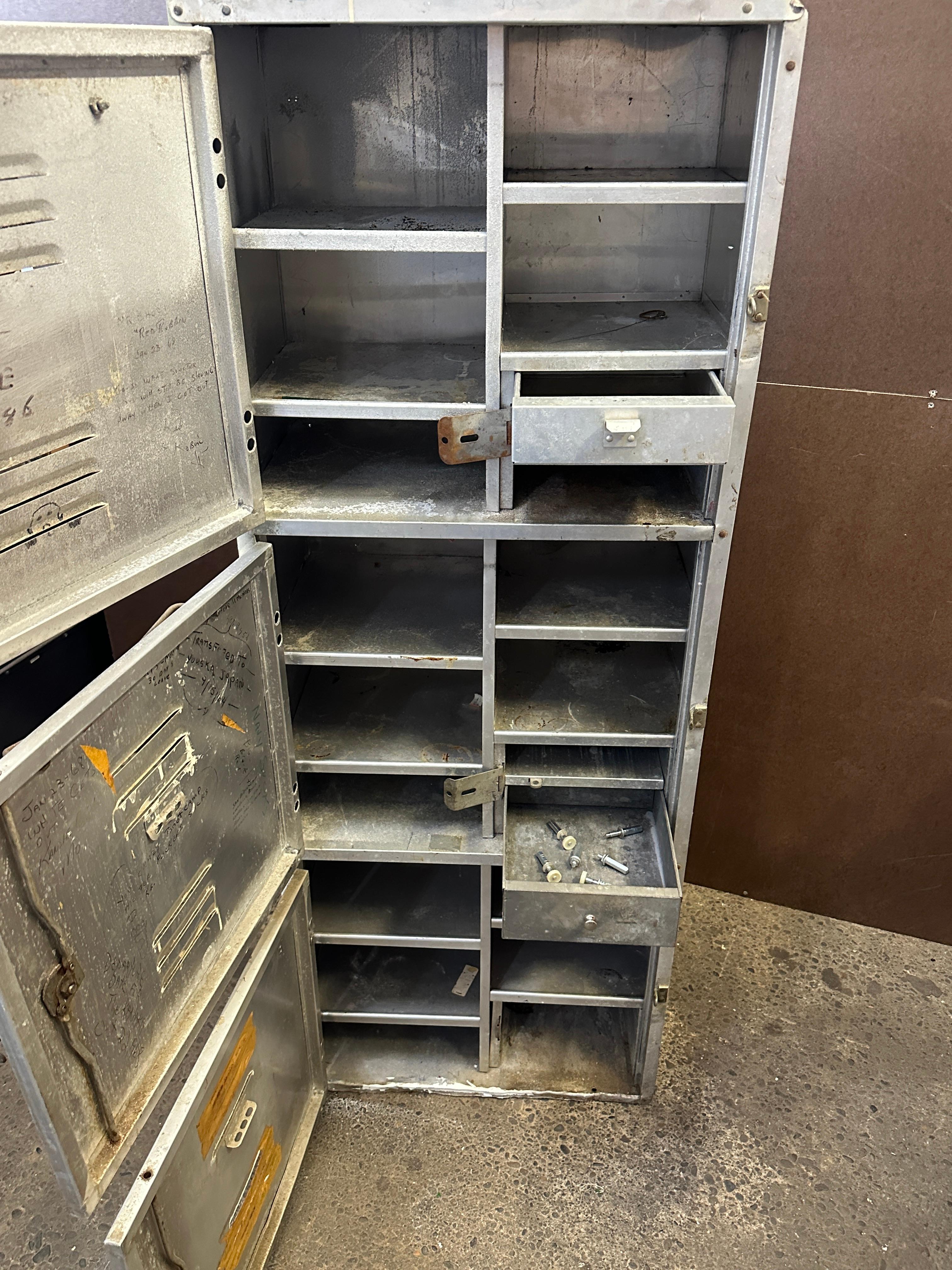 WWII Era Aircraft Aluminum Locker Cabinet