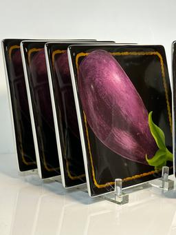 (5) Harry & David Ceramic Eggplant Appetizer Plates