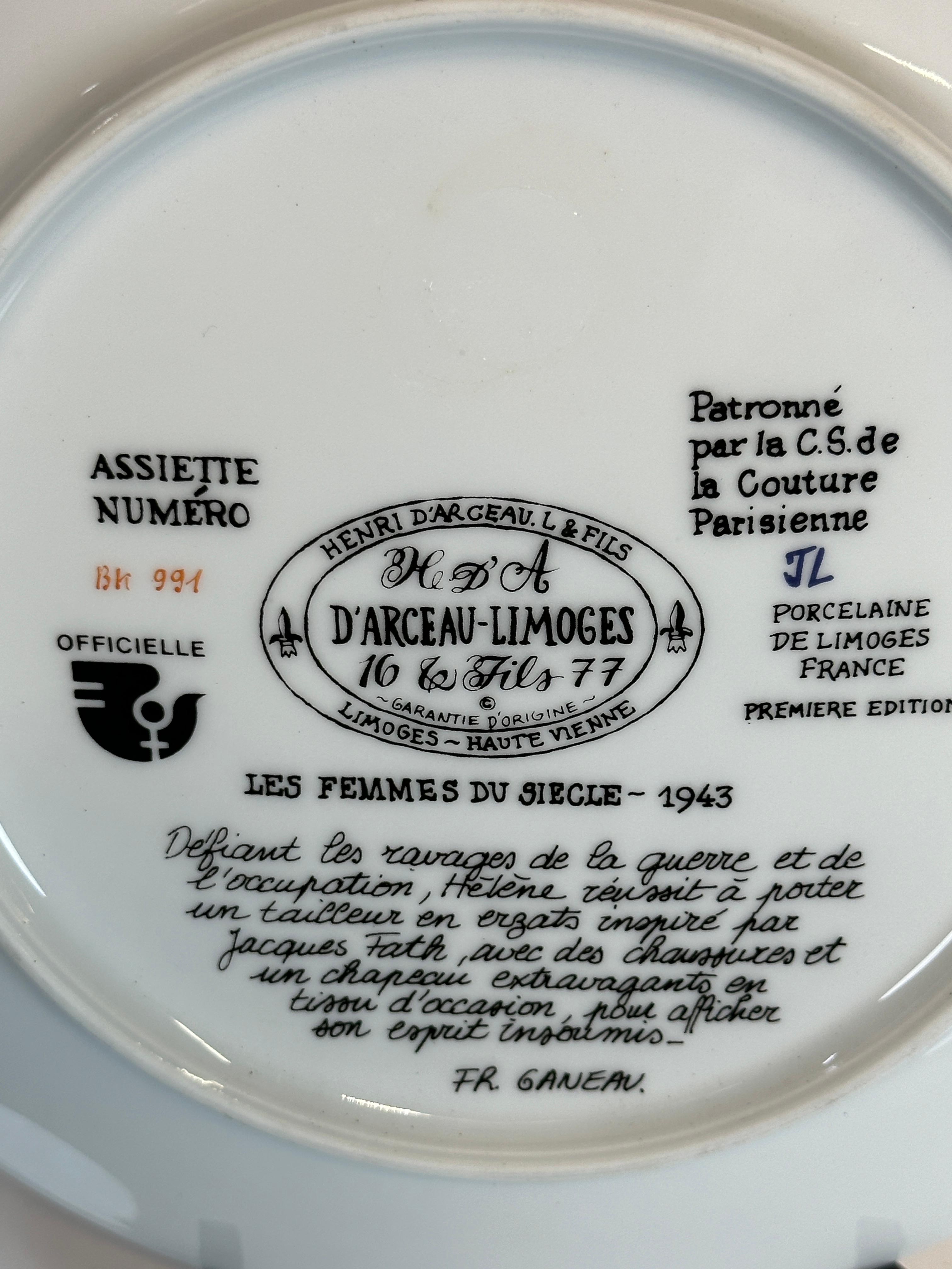 Vintage D'Arceau Limoges Les Femmes French Collectors Plates