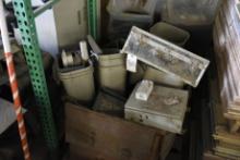 Lot Of Storage Boxes, Wheel Weights,Small Trash Cans, Hardware