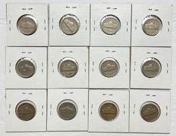 1938-1942 Jefferson Nickles (12-Coins)