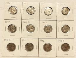 1938-1942 Jefferson Nickles (12-Coins)