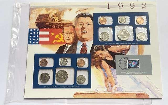 1992 U.S. Uncirculated Coin Mint Set Commemorative Collection Album Page (10-coins)