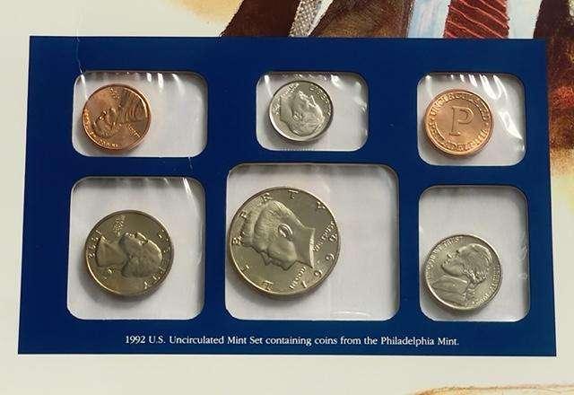 1992 U.S. Uncirculated Coin Mint Set Commemorative Collection Album Page (10-coins)