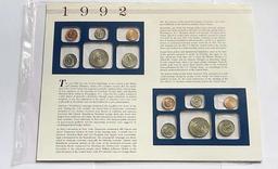 1992 U.S. Uncirculated Coin Mint Set Commemorative Collection Album Page (10-coins)