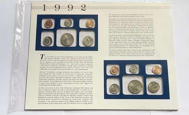 1992 U.S. Uncirculated Coin Mint Set Commemorative Collection Album Page (10-coins)