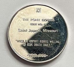 The Pony Express 1 ozt .925 Sterling Silver Commemorative Medal