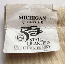 2001-D U.S. Mint Sewn Bag 50 State Quarters Michigan $25 (100-coins)