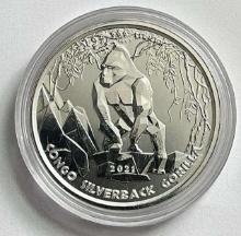 2021 Republic Du Congo Silverback Gorilla 1 ozt Silver 500 Francs CFA