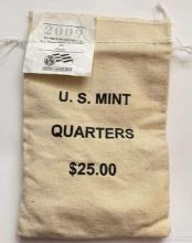 2009-D U.S. Mint Sewn Bag D.C. & U.S. Territories Guam Quarters $25 (100-coins)