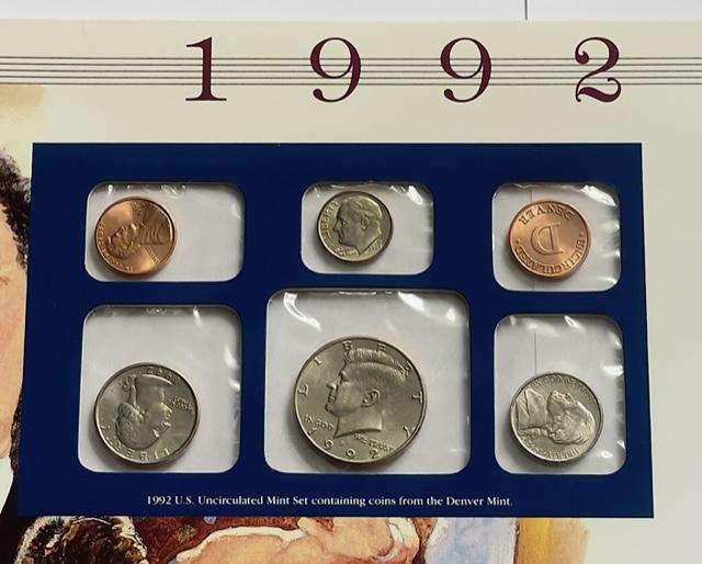 1992 U.S. Uncirculated Coin Mint Set Commemorative Collection Album Page (10-coins)