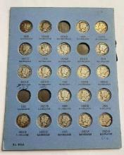 1916-1925 Mercury Silver Dime Album Page (21-coins)