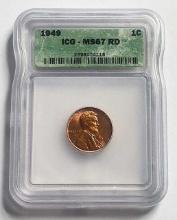 1949 Lincoln Wheat Small Cent ICG MS67 RD