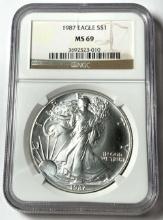 1987 American Silver Eagle NGC MS69