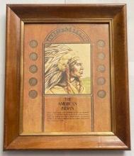 10.5"x12.5" Framed American Indian Commemorative Small Cent Coin Collection (10-coins)