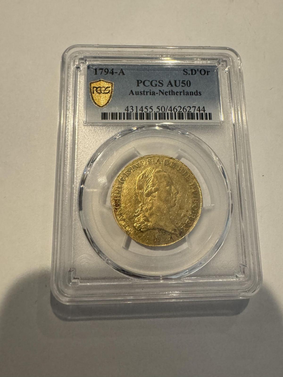 1794-A S.D'OR PCGS AU50 AUSTRIA-NETHERLANDS GOLD