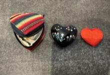 SMALL HEART POCKET BOX WITH HAND PAINTED HEART THAT CHIMES THAT FITS INSIDE