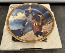 COLLECTIBLE CERAMIC PLATE - NORMAN ROCKWELL PAINT - IN ORIGINAL BOX WITH PAPERS