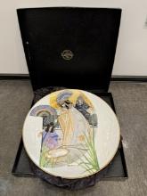 COLLECTIBLE CERAMIC PLATE - PHARAOH'S DAUGHTER AND MOSES PAINT - IN ORIGINAL BOX WITH PAPERS