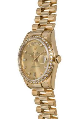Rolex Presidential Day Datejust 18k Diamond Bezel Gold Watch