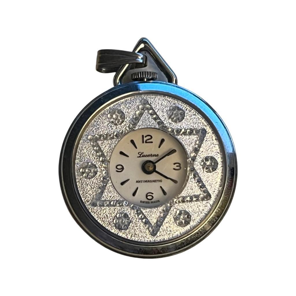 Antique Lucerne Swiss Automatic Star of David Pocketwatch Pendant