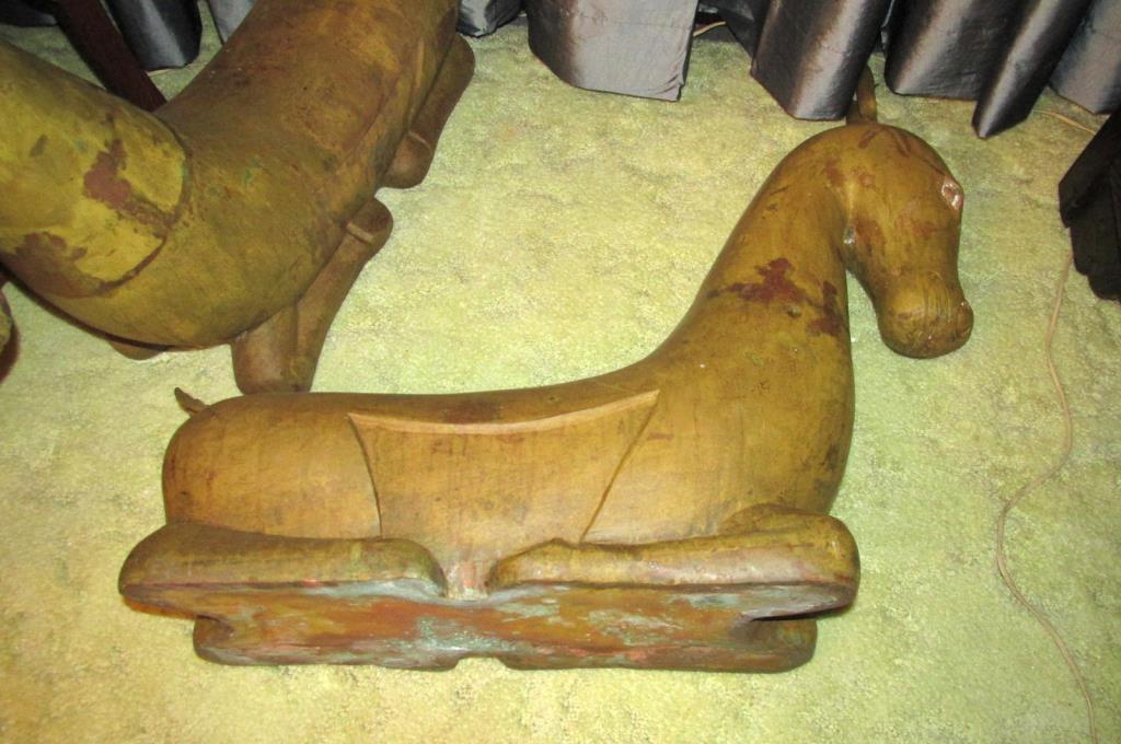 Antique Large Heavy Gauge Brass Resting Horses - Zone: D