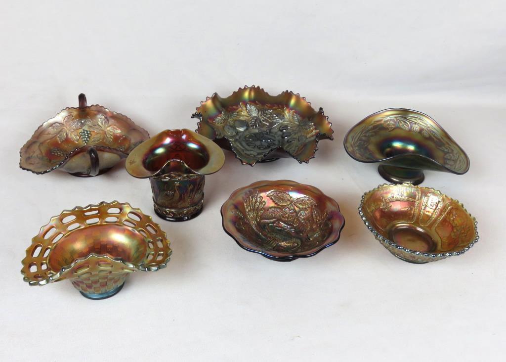 (7) Various Carnival Glass Bowls - Zone: D