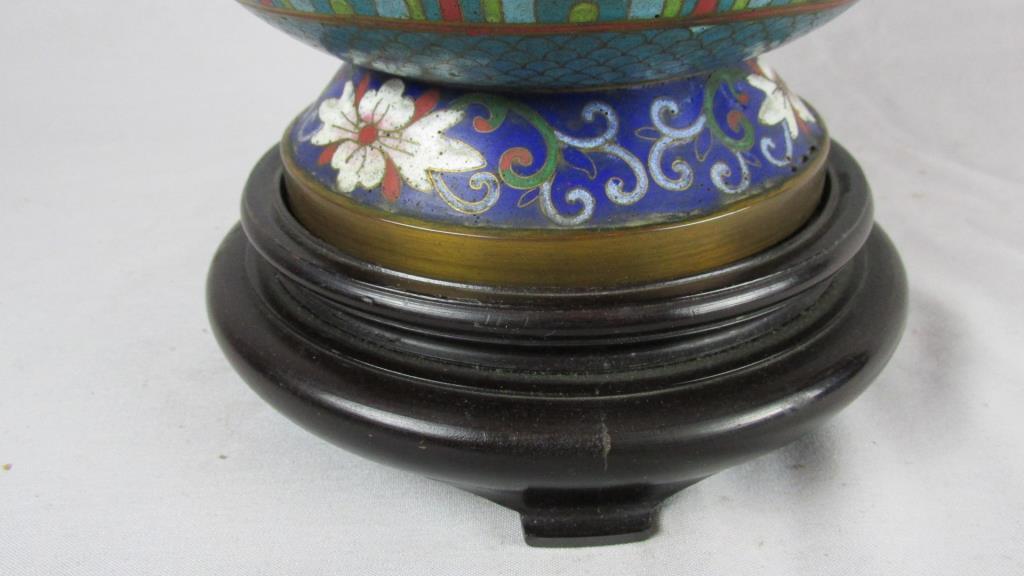 Blue Floral Cloisonne Vase - Zone: D