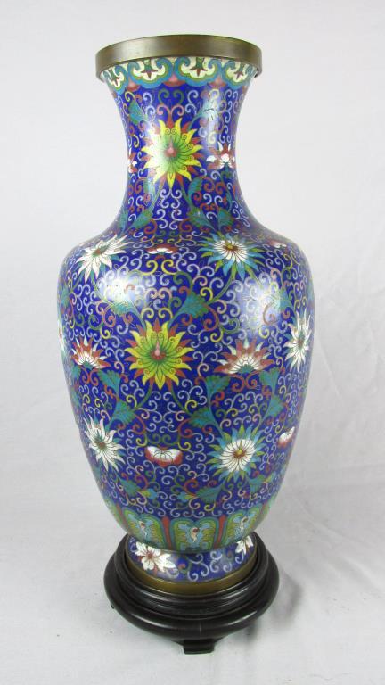 Blue Floral Cloisonne Vase - Zone: D