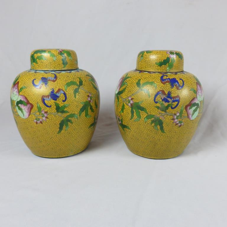 Pair of Yellow Ginger Jars - Zone: LR