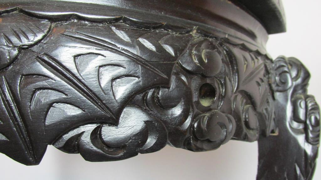 Oriental Carved Dark Wood Hall Table - Zone: F