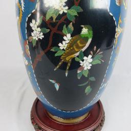 Cloisonne Vase On Wood Stand - S