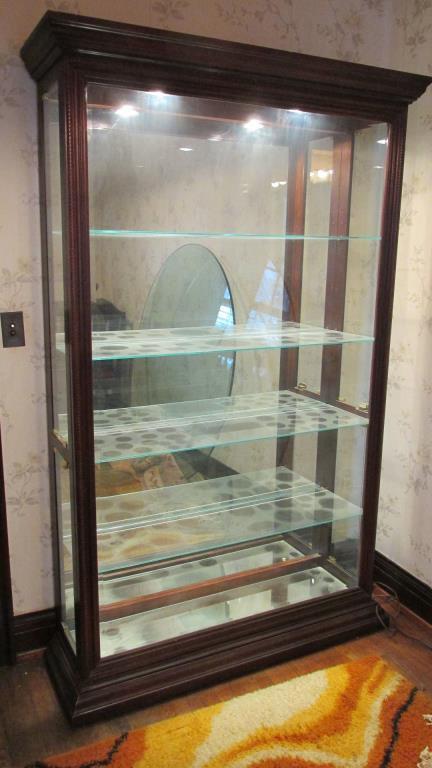 Large Lighted Glass Curio Cabinet - O