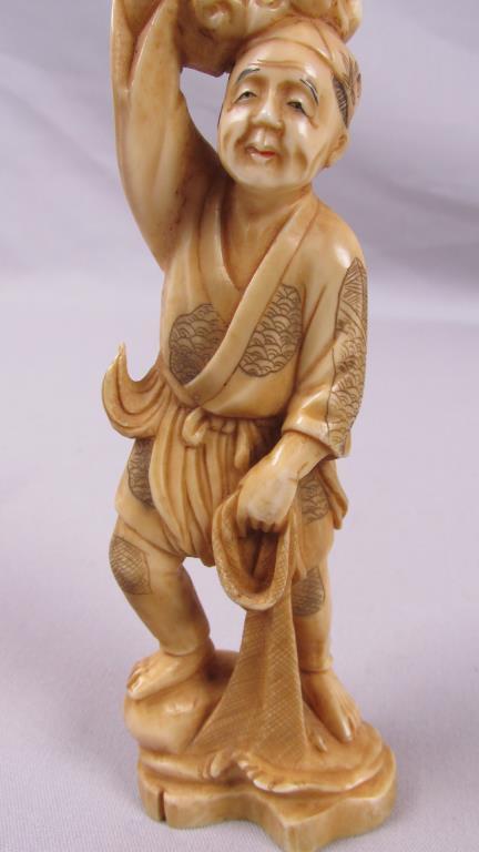 Hand Carved Bone Asian Man Figurine - BR2