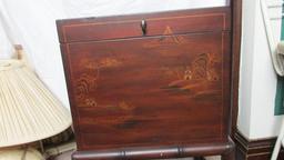 Oriental Wood Box On Bamboo Style Stand - LA