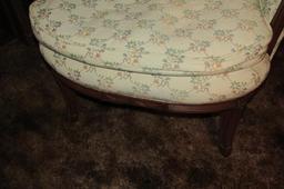 Tan Patterned Wing Back Chair
