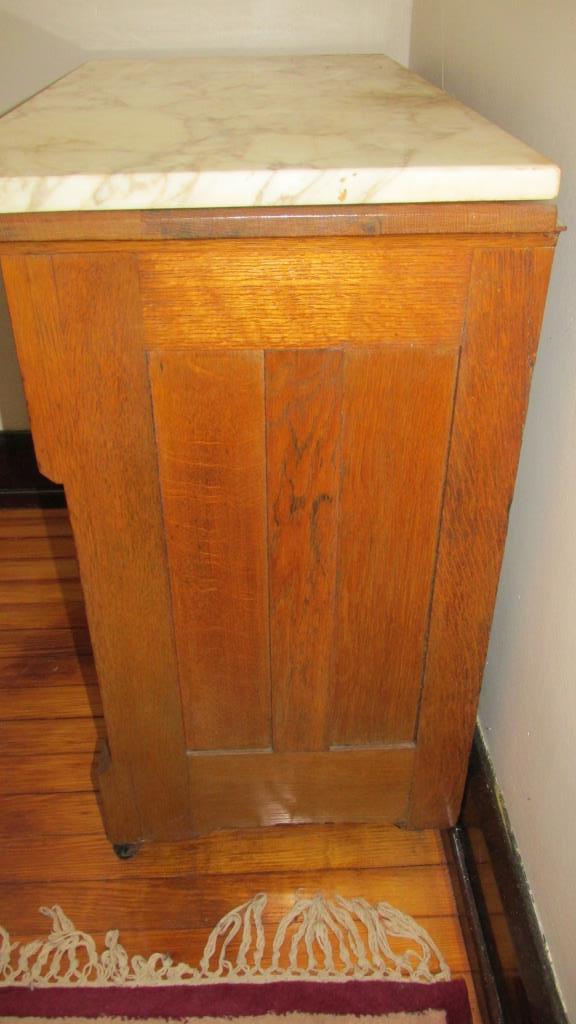 Marble Top Small Oak Buffet - LA2