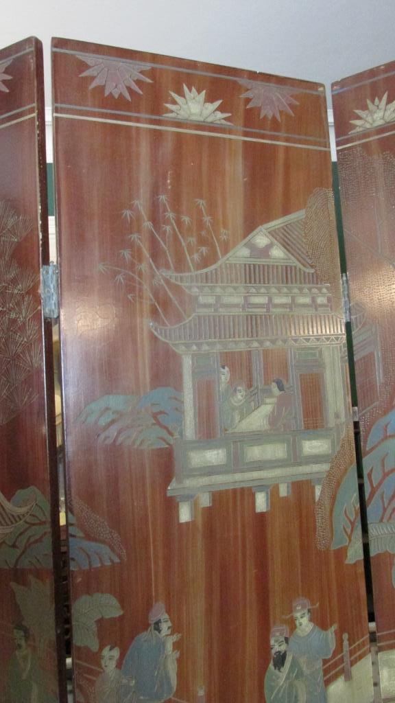 Large 4-Section Solid Wood Oriental Screen - LR