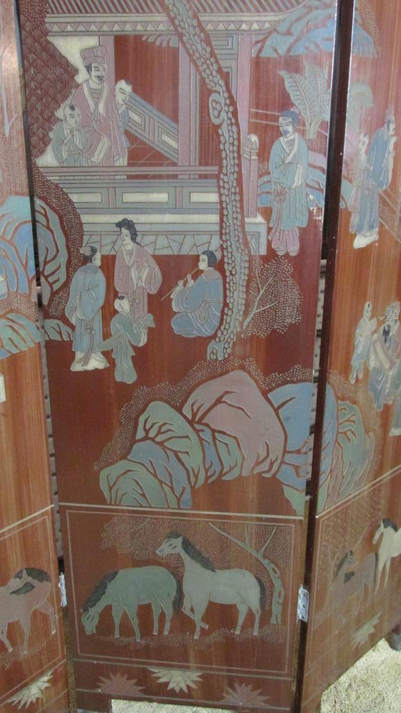 Large 4-Section Solid Wood Oriental Screen - LR