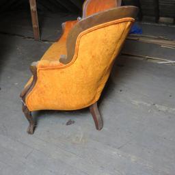 Antique Orange Upholstered Loveseat - A3