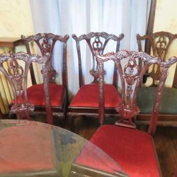 Glass Top Dining Table, (8) Chairs, & Area Rug - O