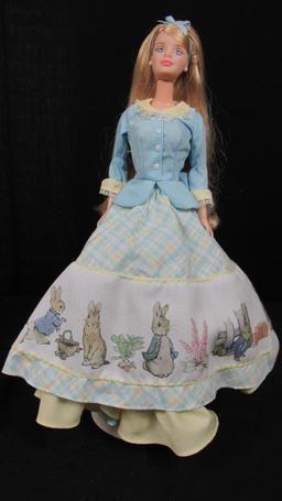 (2) Peter Rabbit Barbies On Stands With Boxes - DR