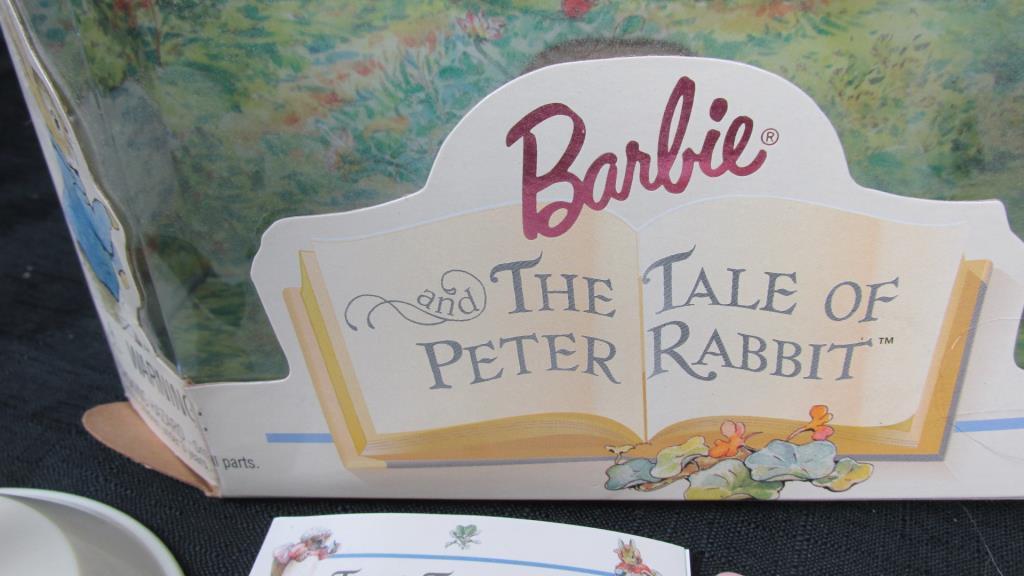 (2) Peter Rabbit Barbies On Stands With Boxes - DR