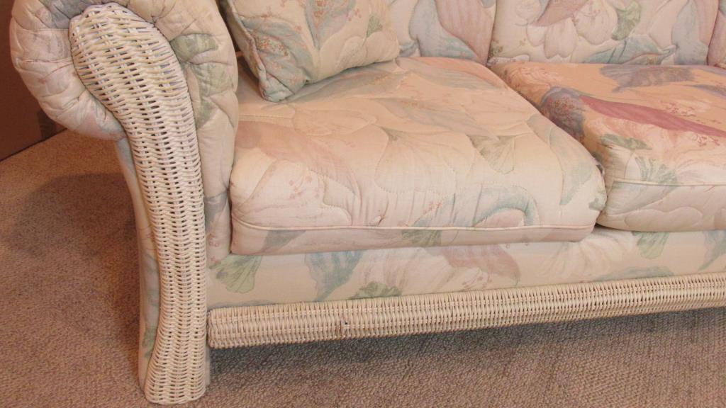 Upholstery & Wicker Floral Sofa - BM