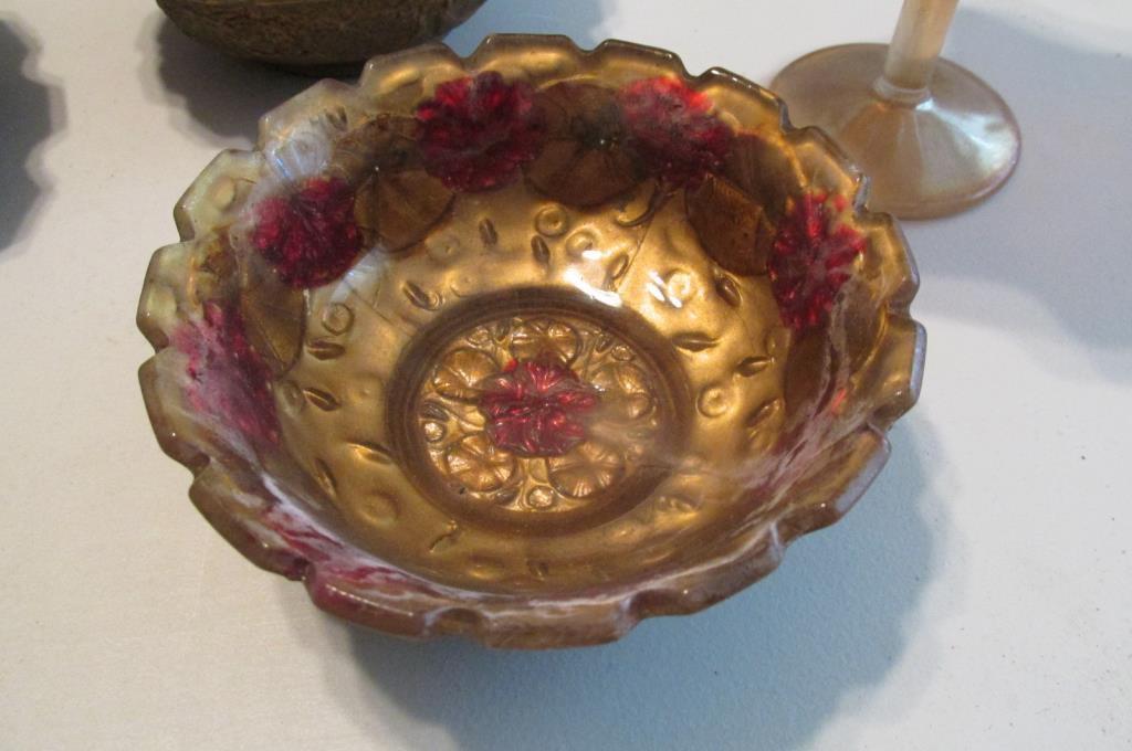 Matching Bowls With Carnival Glass Dish