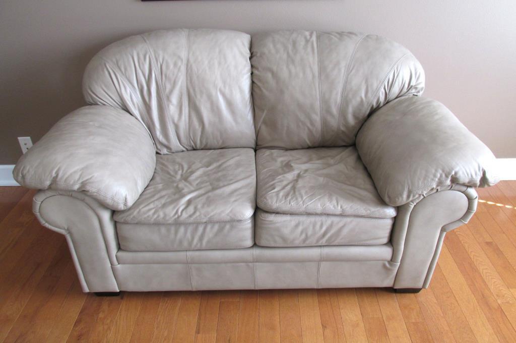 Tan Leather Loveseat